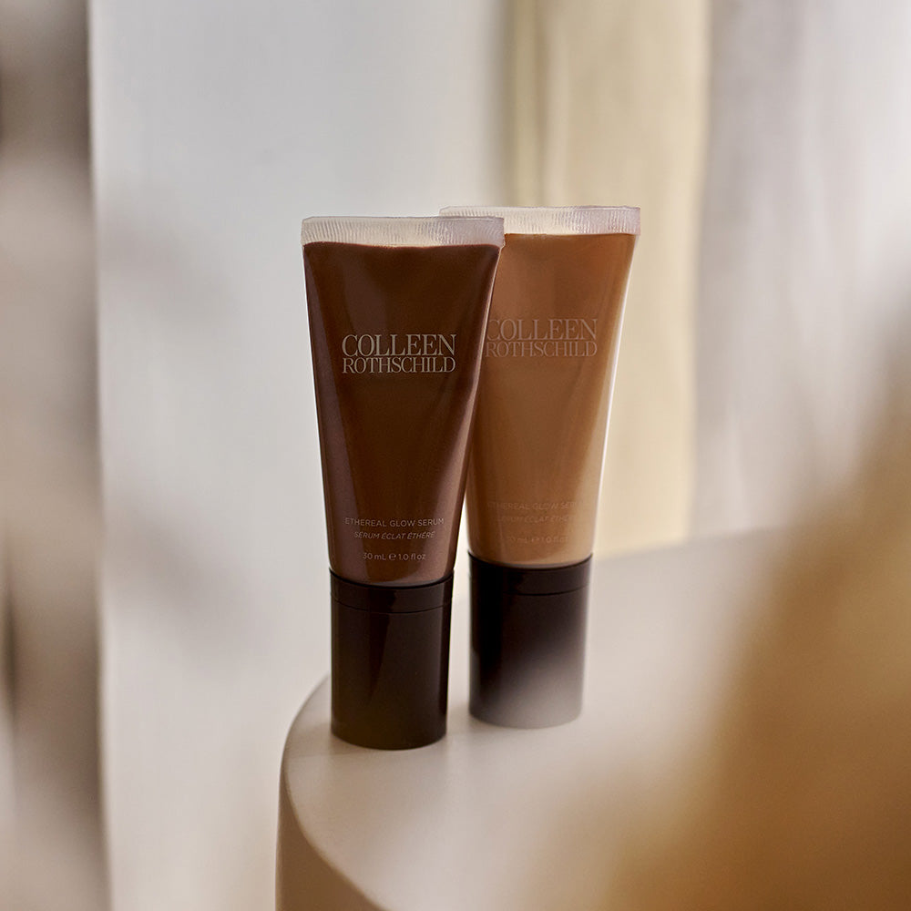 Two Colleen Rothschild Ethereal Glow Serum tubes on a blurred background